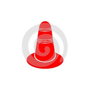 Road safety cone flat icon. Red warning sign. A symbol requiring attention. Web site application and interface design.